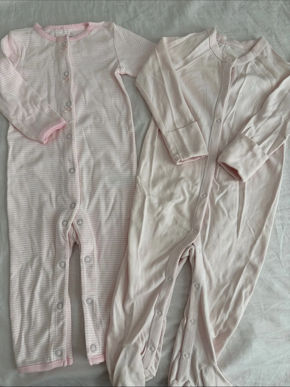 Polo and Carter's Pale Pink Footed and Snap-Front Sleepers